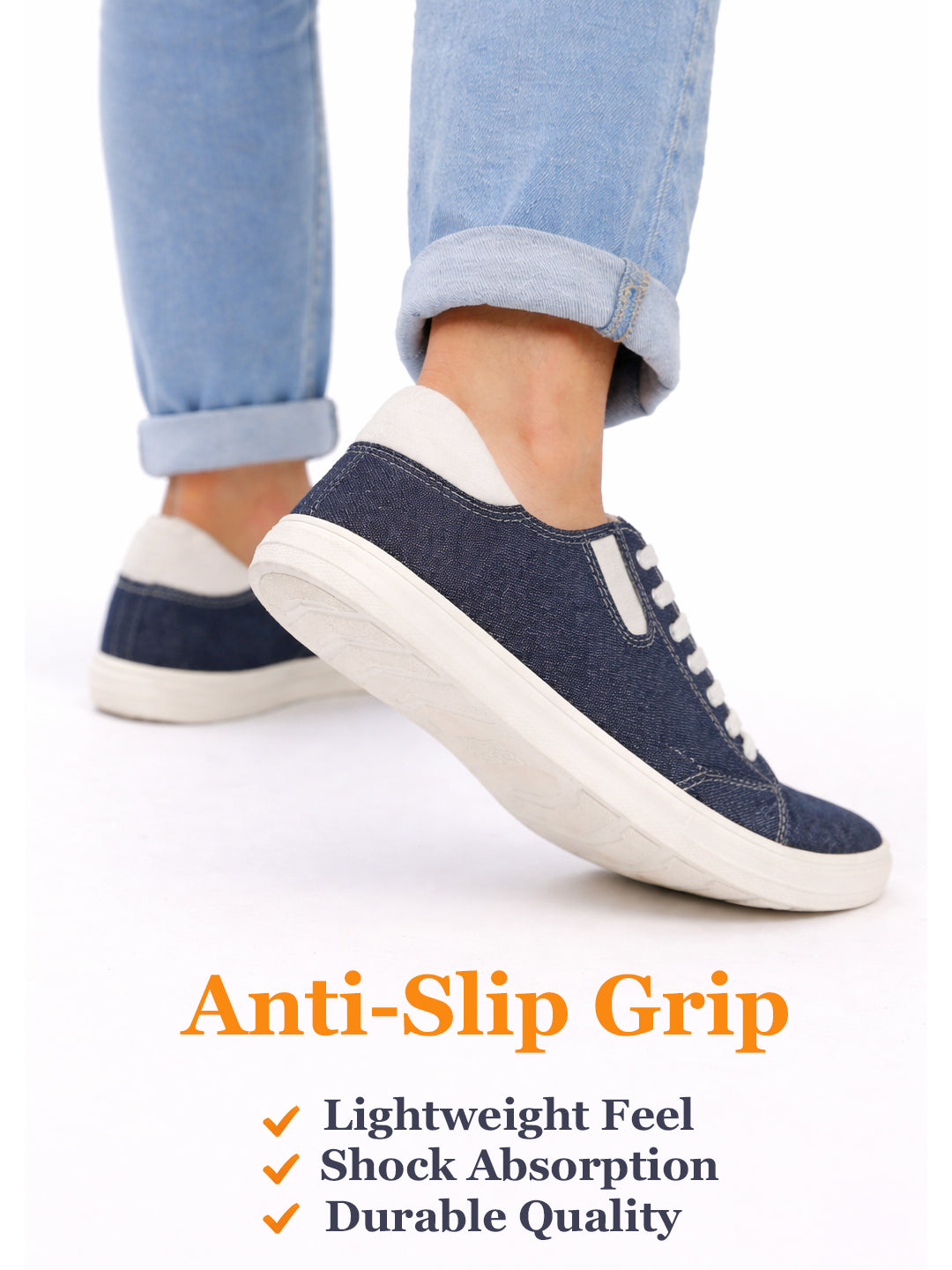 Men Blue Casual Canvas/Fabric Lace-Up Shoes with Elastic Adjustable Support | Lightweight Comfort Insole | Classic Everyday Sneakers with Slip Resistant TPR Sole