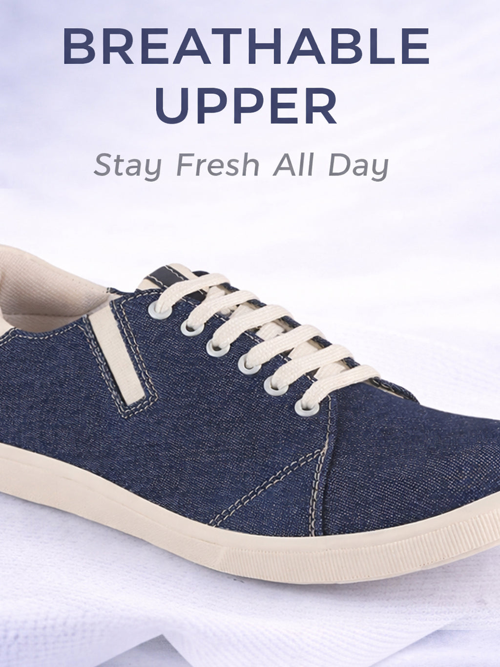 Men Blue Casual Canvas/Fabric Lace-Up Shoes with Elastic Adjustable Support | Lightweight Comfort Insole | Classic Everyday Sneakers with Slip Resistant TPR Sole