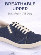 Men Blue Casual Canvas/Fabric Lace-Up Shoes with Elastic Adjustable Support | Lightweight Comfort Insole | Classic Everyday Sneakers with Slip Resistant TPR Sole