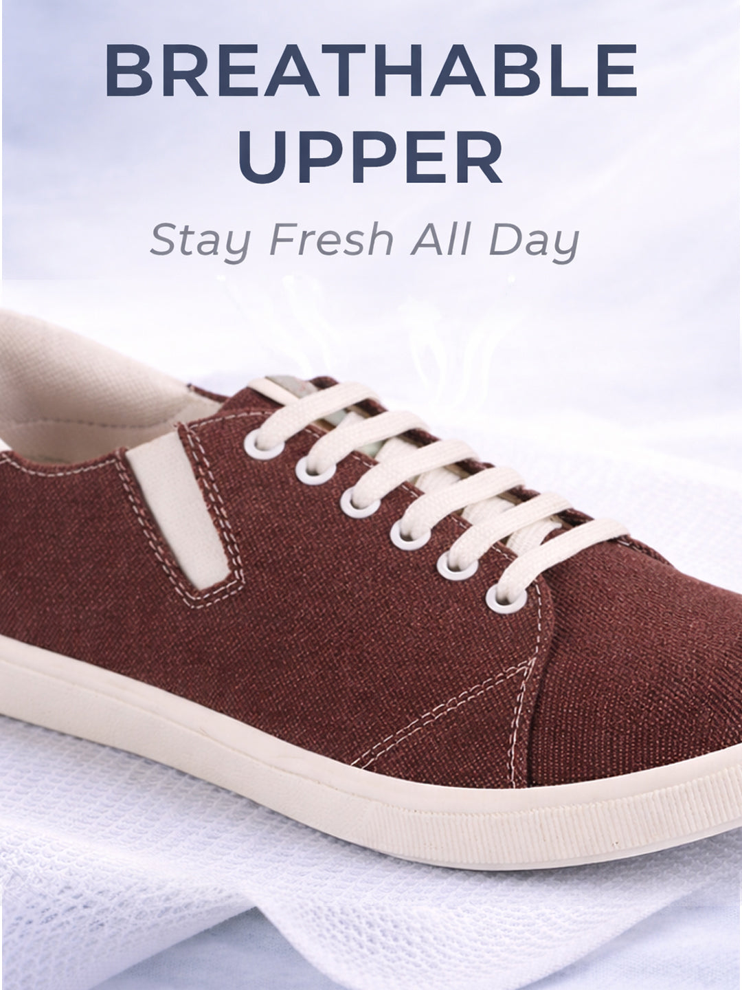 Men Brown Casual Canvas/Fabric Lace-Up Shoes with Elastic Adjustable Support | Lightweight Comfort Insole | Classic Everyday Sneakers with Slip Resistant TPR Sole