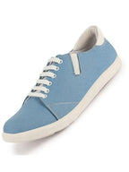 Men Sky Blue Casual Canvas/Fabric Lace-Up Shoes with Elastic Adjustable Support | Lightweight Comfort Insole | Classic Everyday Sneakers with Slip Resistant TPR Sole