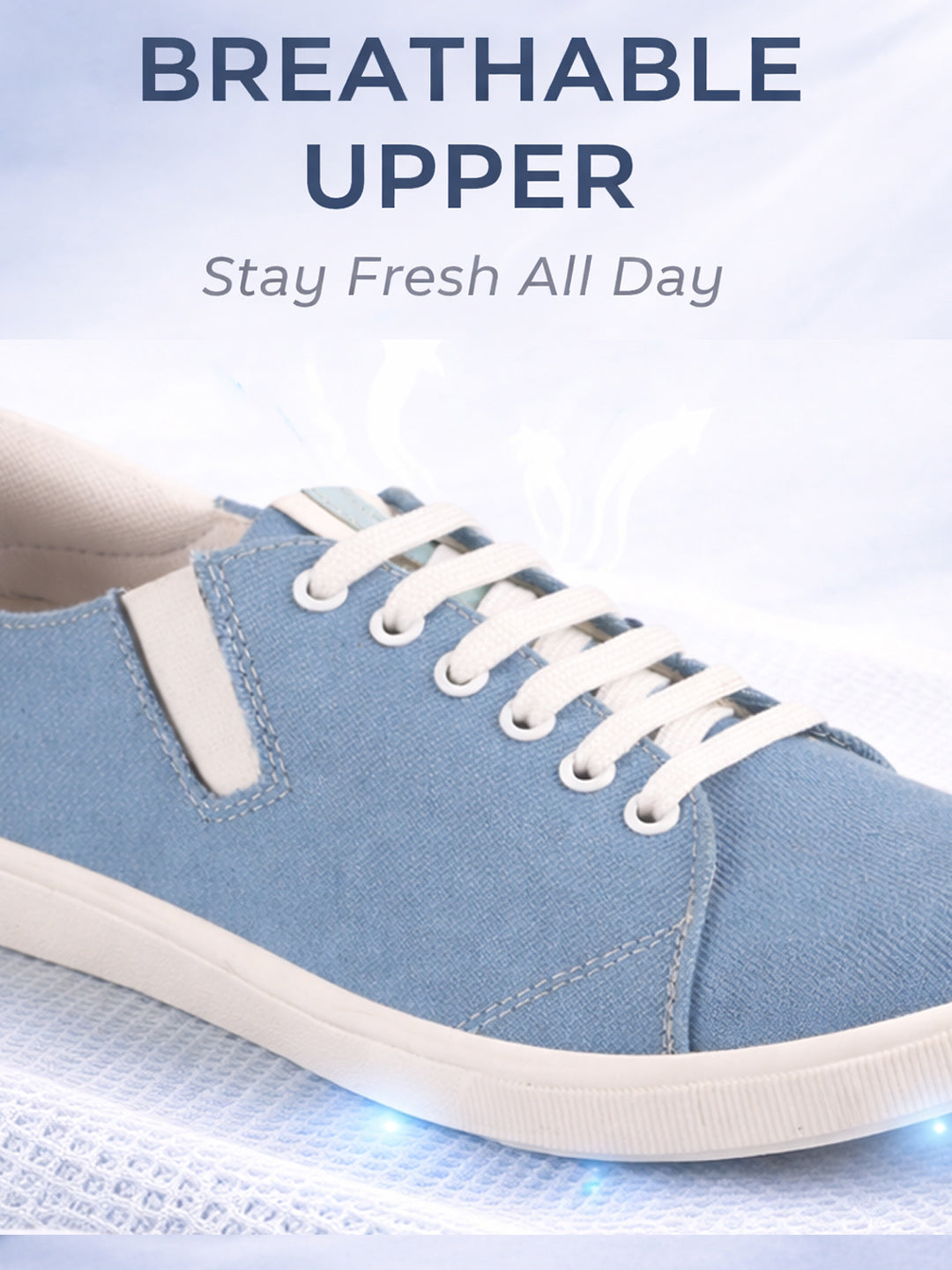 Men Sky Blue Casual Canvas/Fabric Lace-Up Shoes with Elastic Adjustable Support | Lightweight Comfort Insole | Classic Everyday Sneakers with Slip Resistant TPR Sole