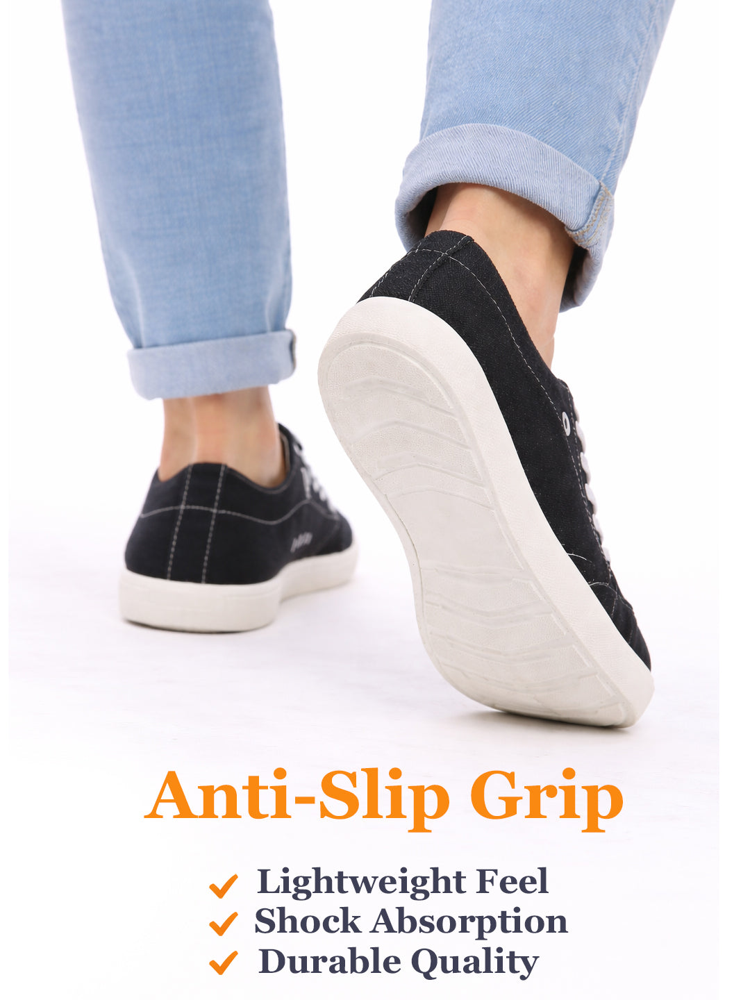Men Black Casual Classic Canvas/Fabric Sneaker Shoe | Lightweight Comfort Insole | Everyday 6-Eye Lace Up Shoes with Anti Skid TPR Sole