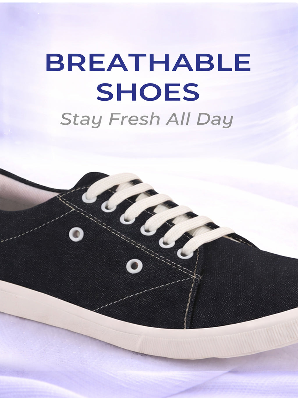 Men Black Casual Classic Canvas/Fabric Sneaker Shoe | Lightweight Comfort Insole | Everyday 6-Eye Lace Up Shoes with Anti Skid TPR Sole