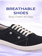 Men Black Casual Classic Canvas/Fabric Sneaker Shoe | Lightweight Comfort Insole | Everyday 6-Eye Lace Up Shoes with Anti Skid TPR Sole