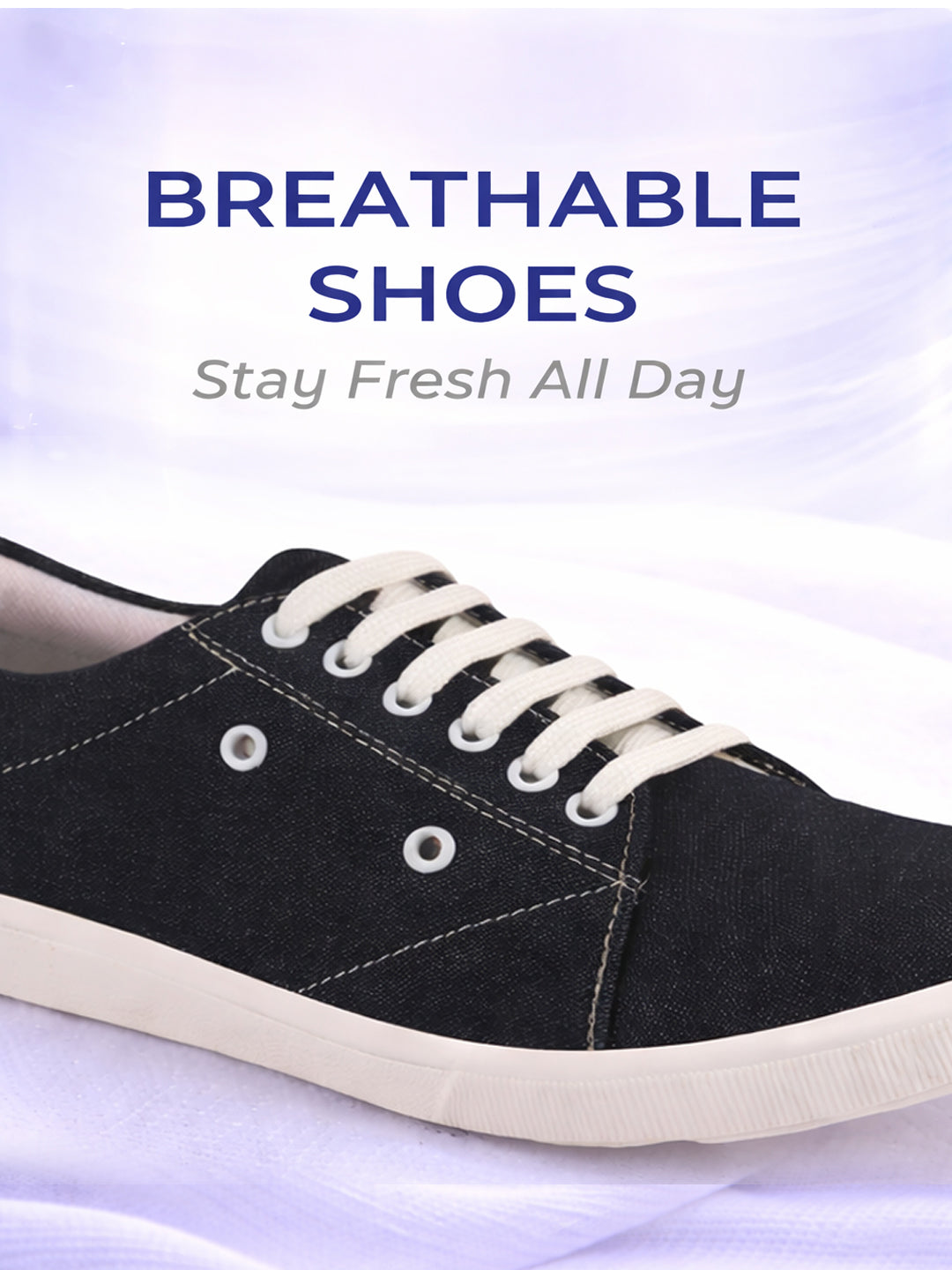 Men Black Casual Classic Canvas/Fabric Sneaker Shoe | Lightweight Comfort Insole | Everyday 6-Eye Lace Up Shoes with Anti Skid TPR Sole