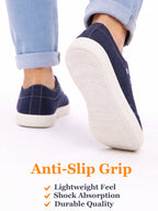 Men Blue Casual Classic Canvas/Fabric Sneaker Shoe | Lightweight Comfort Insole | Everyday 6-Eye Lace Up Shoes with Anti Skid TPR Sole