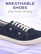 Men Blue Casual Classic Canvas/Fabric Sneaker Shoe | Lightweight Comfort Insole | Everyday 6-Eye Lace Up Shoes with Anti Skid TPR Sole