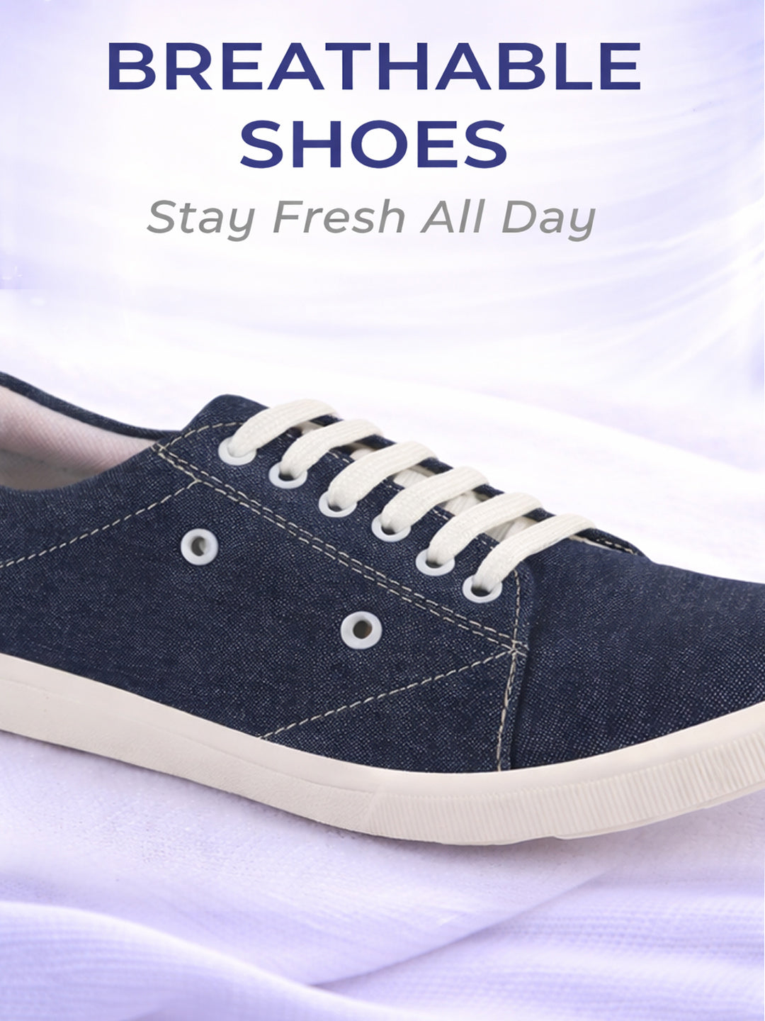 Men Blue Casual Classic Canvas/Fabric Sneaker Shoe | Lightweight Comfort Insole | Everyday 6-Eye Lace Up Shoes with Anti Skid TPR Sole