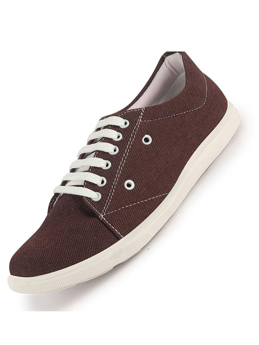 Men Brown Casual Classic Canvas/Fabric Sneaker Shoe | Lightweight Comfort Insole | Everyday 6-Eye Lace Up Shoes with Anti Skid TPR Sole