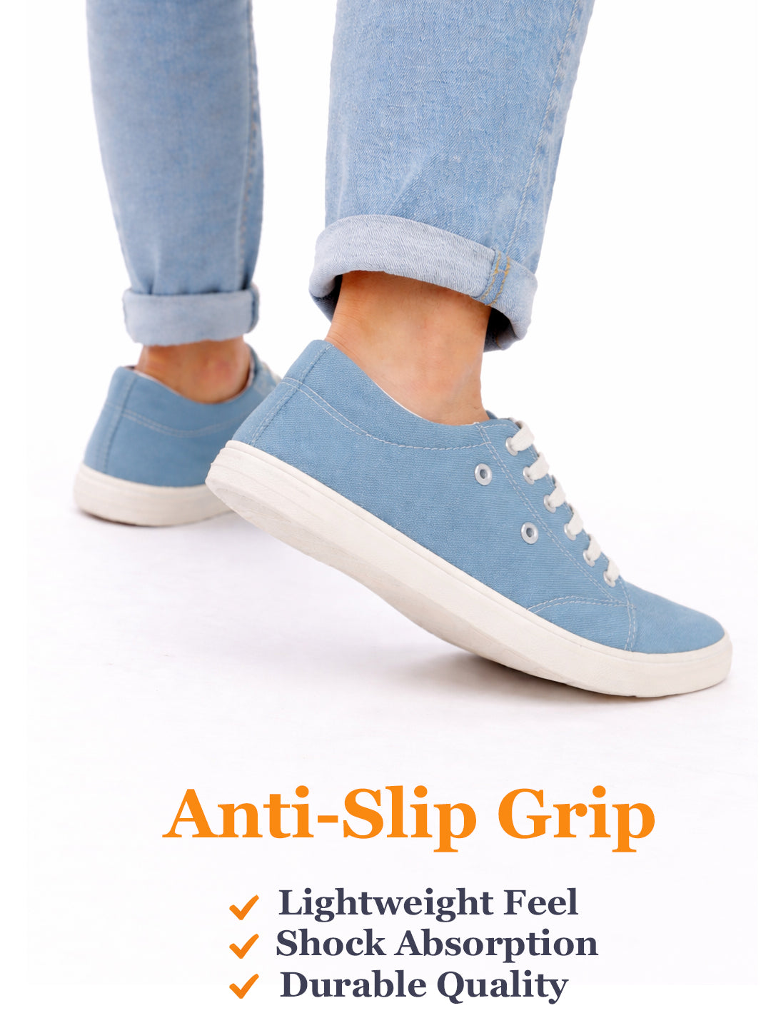 Men Sky Blue Casual Classic Canvas/Fabric Sneaker Shoe | Lightweight Comfort Insole | Everyday 6-Eye Lace Up Shoes with Anti Skid TPR Sole