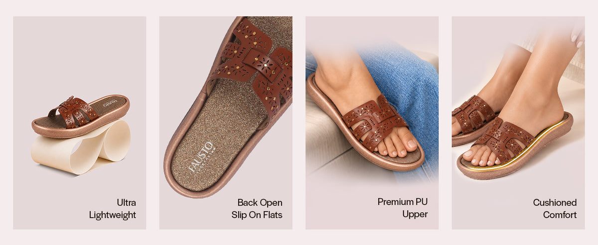 Women Tan Laser-Cut Lattice Strap Slides|Open Toe Platform Slip-On Sandals|Comfortable Lightweight Walking Shoes