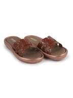 textured upper slide sandals