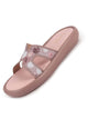 Women Pink Open Toe Platform Slider for Travel & Resort Vacationing|Flat Summer Slippers|Poolside Outings Comfort Cushioned Footbed Insole