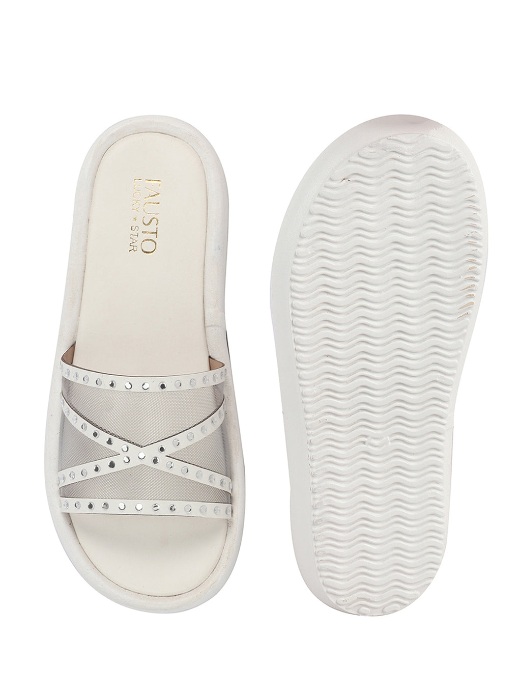 textured upper slide sandals