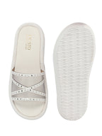 textured upper slide sandals