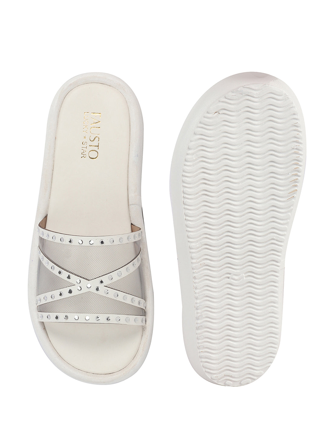 textured upper slide sandals