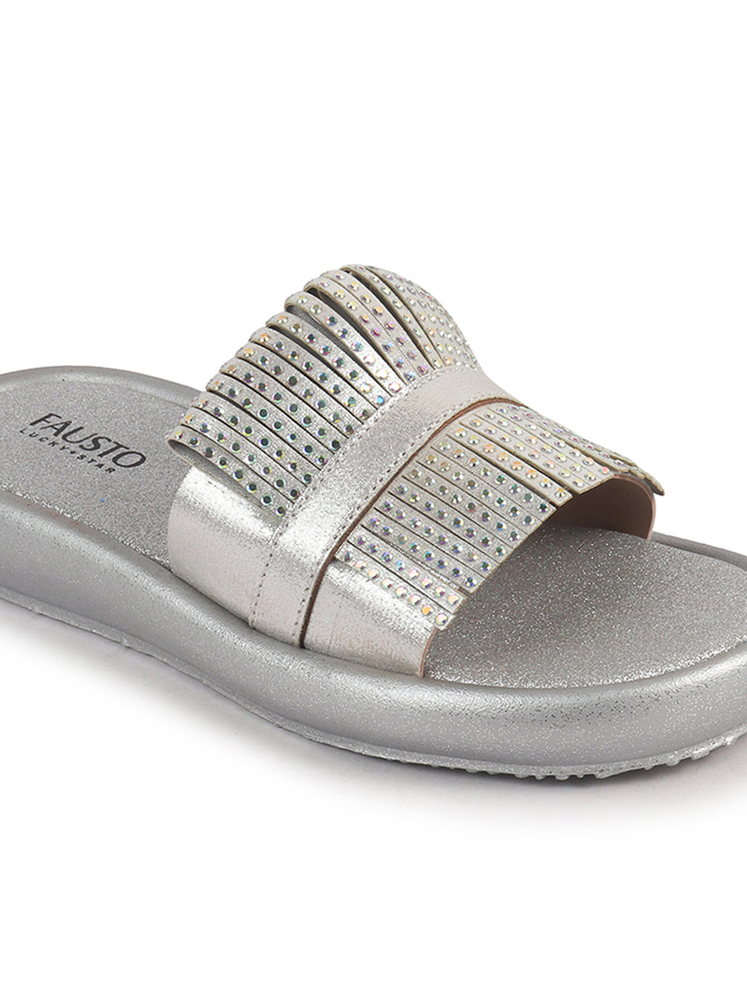 textured upper slide sandals