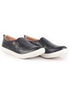 Men Black Dual Eyelet Detail Slip-On Casual Loafers TPR Sole|Lightweight Walking Shoes