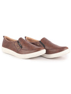 Men Brown Dual Eyelet Detail Slip-On Casual Loafers TPR Sole|Lightweight Walking Shoes