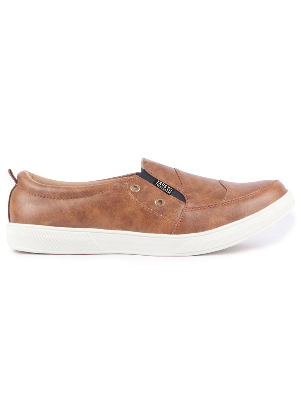 Men Chikku Dual Eyelet Detail Slip-On Casual Loafers TPR Sole|Lightweight Walking Shoes
