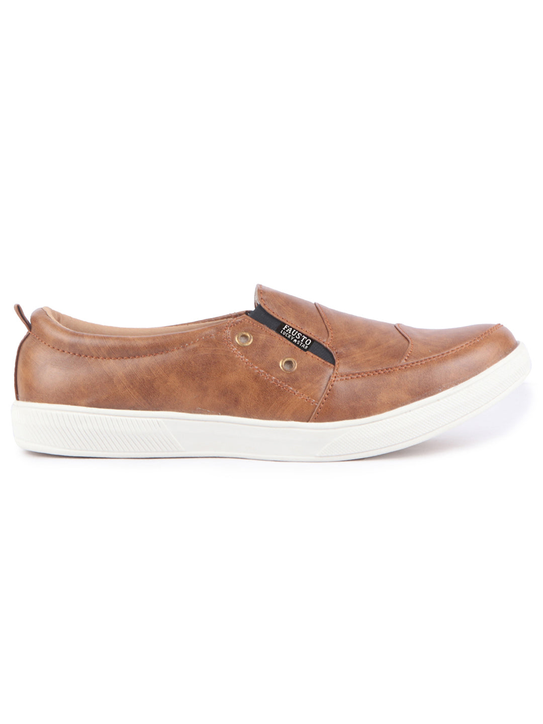 Men Chikku Dual Eyelet Detail Slip-On Casual Loafers TPR Sole|Lightweight Walking Shoes