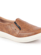 Men Chikku Dual Eyelet Detail Slip-On Casual Loafers TPR Sole|Lightweight Walking Shoes