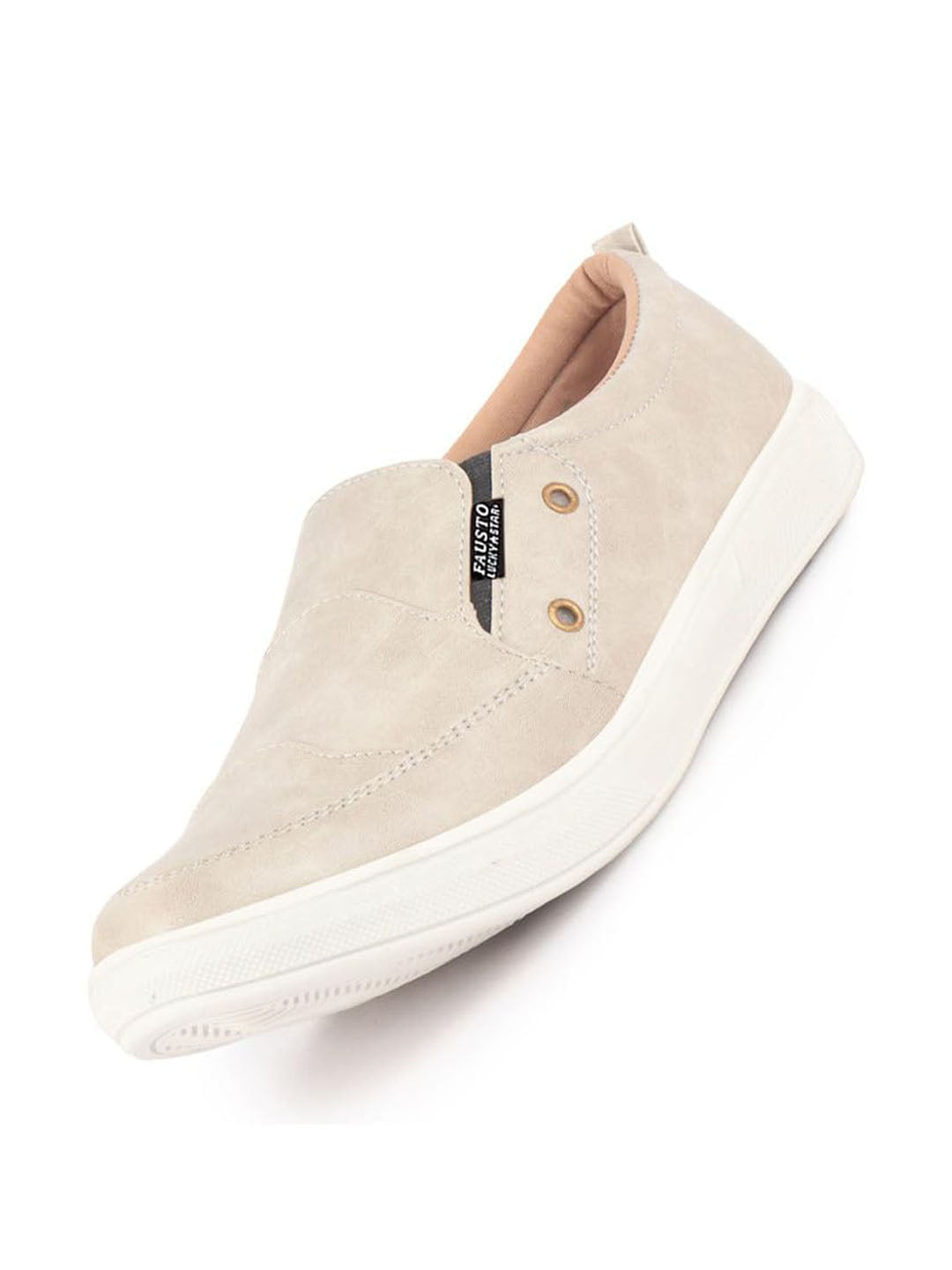 Men Cream Casual Slip-On Loafers