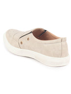 Men Cream Dual Eyelet Detail Slip-On Casual Loafers TPR Sole|Lightweight Walking Shoes