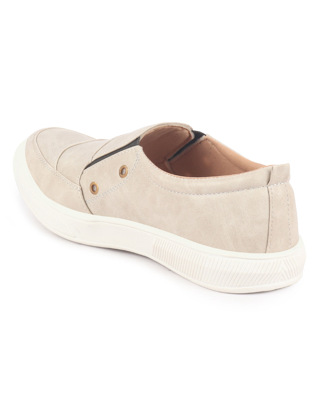 Men Cream Casual Slip-On Loafers