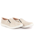 Men Cream Dual Eyelet Detail Slip-On Casual Loafers TPR Sole|Lightweight Walking Shoes
