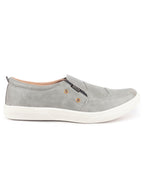 Men Grey Dual Eyelet Detail Slip-On Casual Loafers TPR Sole|Lightweight Walking Shoes