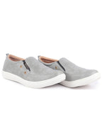 Men Grey Dual Eyelet Detail Slip-On Casual Loafers TPR Sole|Lightweight Walking Shoes