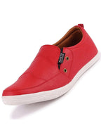Shop Men Red Casual Slip-On Loafers Online.