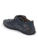 Shop FAUSTO Men Blue PU Outdoor Hook & Loop Roman Sandals for Day Long Comfort|Outfit|Evening|Casual|Fashion|Trending|Lightweight with TPR Sole(6-13 UK) Online.