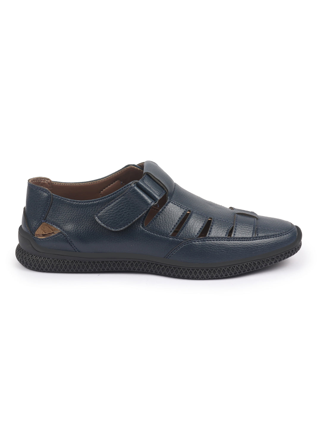 Shop FAUSTO Men Blue PU Outdoor Hook & Loop Roman Sandals for Day Long Comfort|Outfit|Evening|Casual|Fashion|Trending|Lightweight with TPR Sole(6-13 UK) Online.