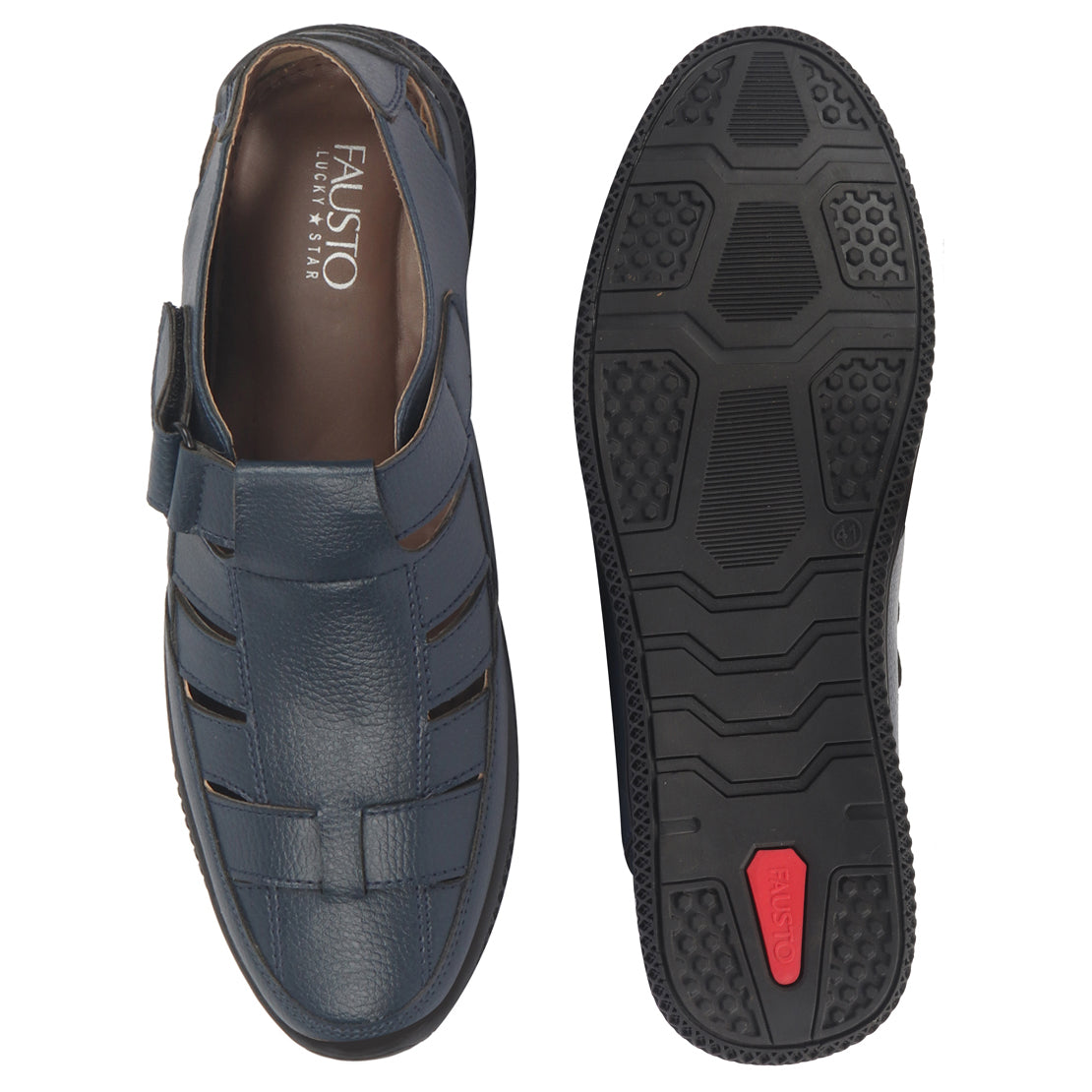 Shop FAUSTO Men Blue PU Outdoor Hook & Loop Roman Sandals for Day Long Comfort|Outfit|Evening|Casual|Fashion|Trending|Lightweight with TPR Sole(6-13 UK) Online.