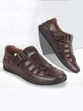 Men Brown Casual Hook & Loop Sandals