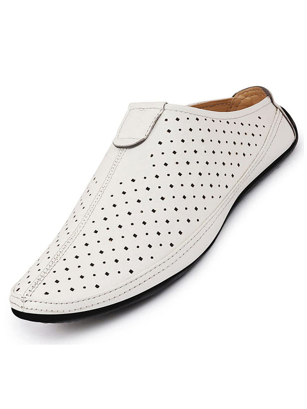 Shop Men White Ethnic Wedding Party Back Open Slip On Juttis and Mojaris Online.
