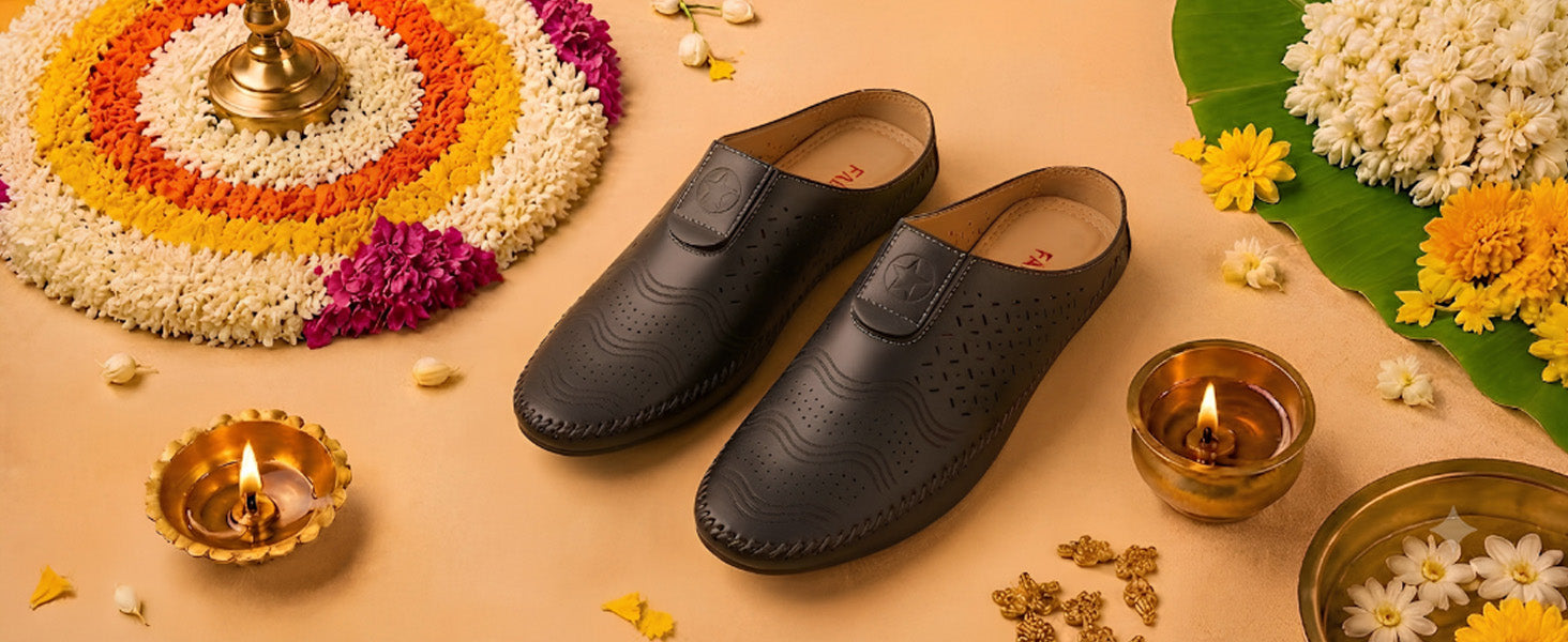 Men Black Ethnic Wedding Party Back Open Laser Cut Design Juttis and Mojaris
