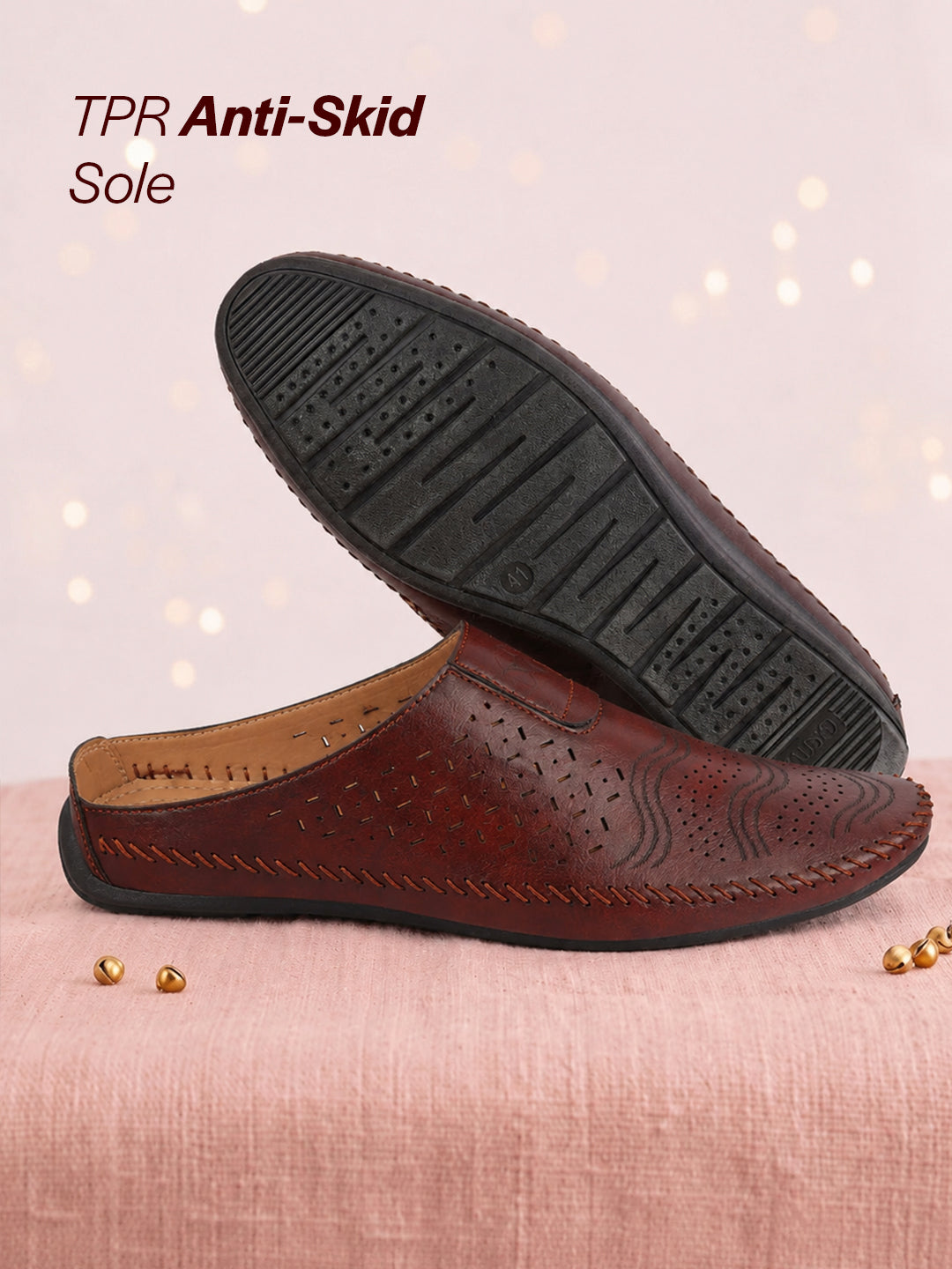 men maroon ethnic wedding party back open laser cut design juttis and mojaris