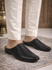 Men Black Back Open Classic Design Textured Slip-On Ethnic Juttis and Mojaris