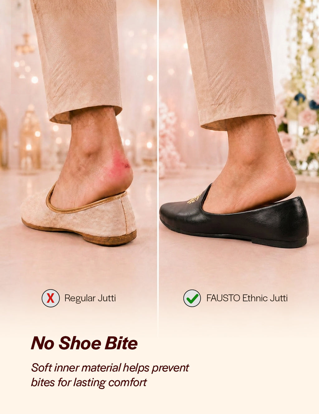 Men Black Ethnic Slip-On Juttis