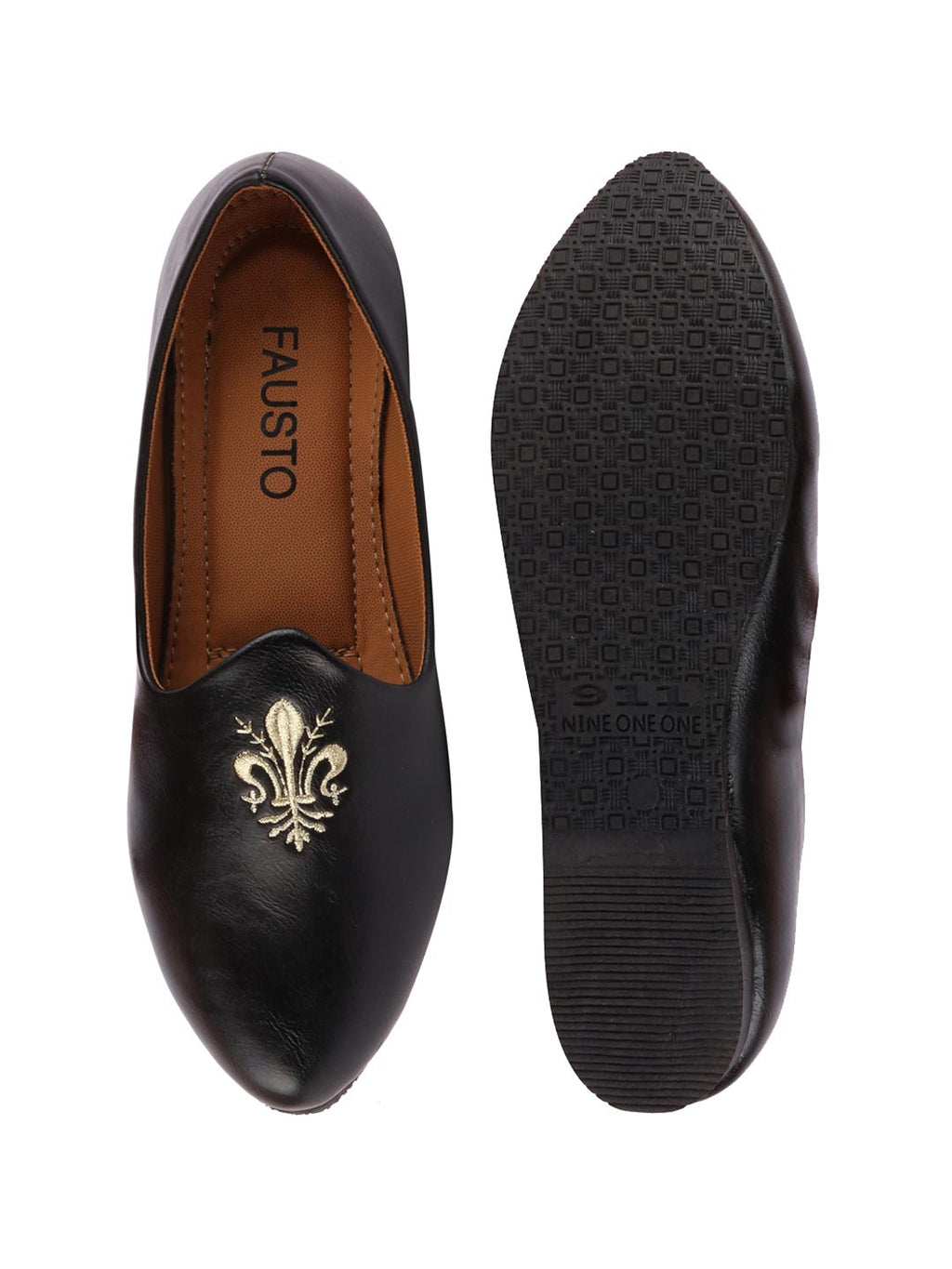 Men Black Wedding Ethnic Party Embroidery Design Slip On Juttis and Mojaris