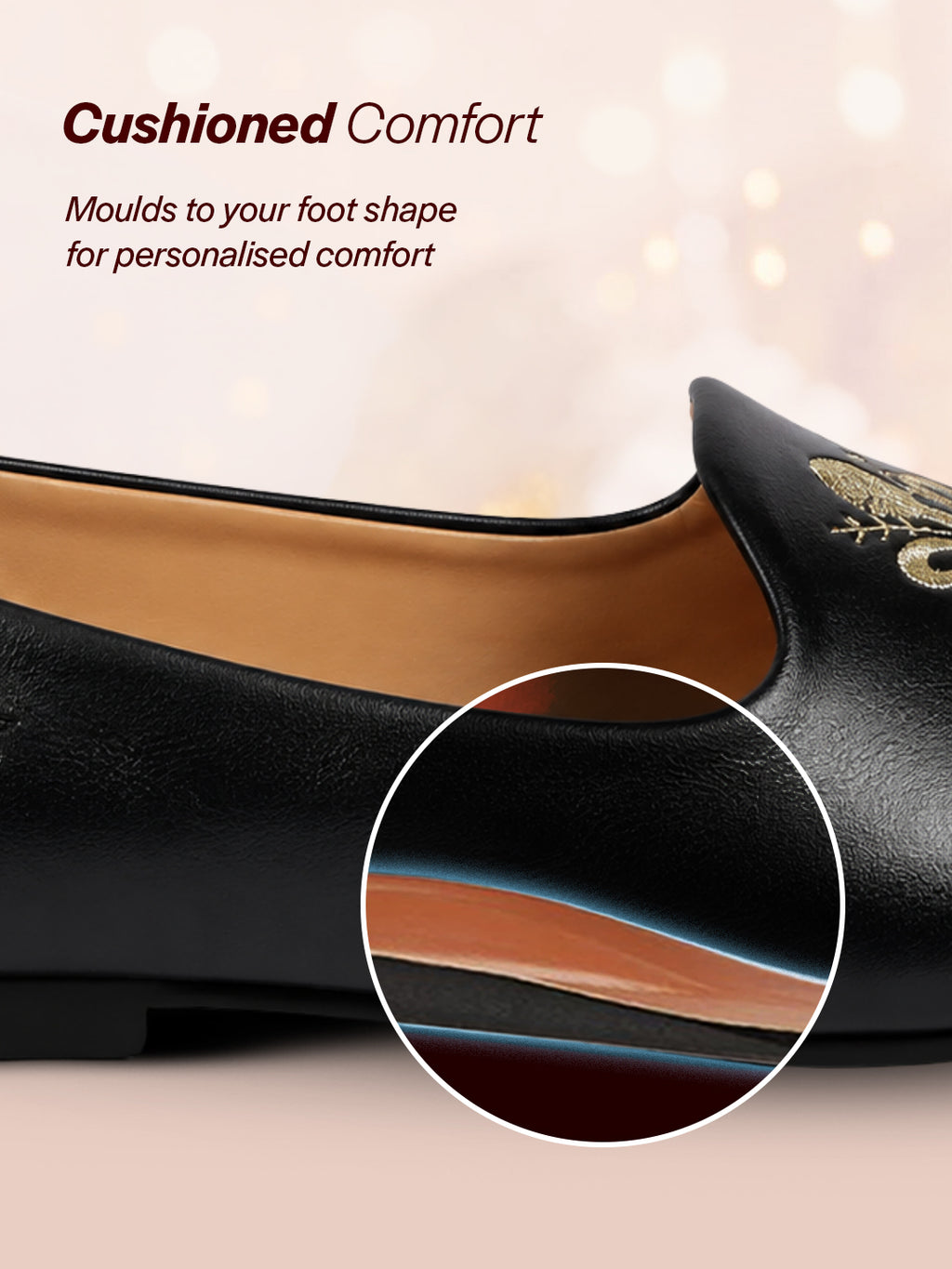 Men Black Ethnic Slip-On Juttis