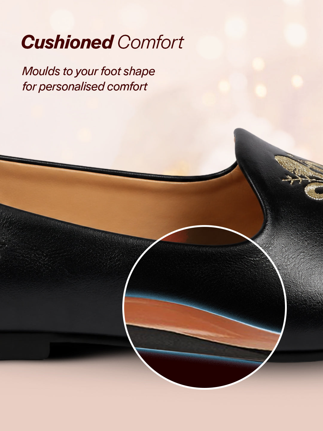 Men Black Ethnic Slip-On Juttis