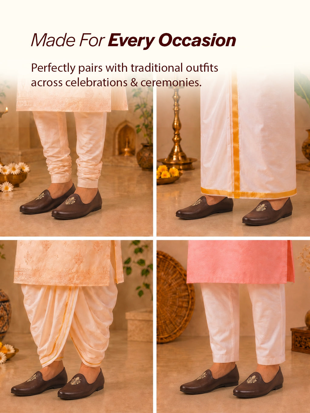 Men Brown Ethnic Slip-On Juttis