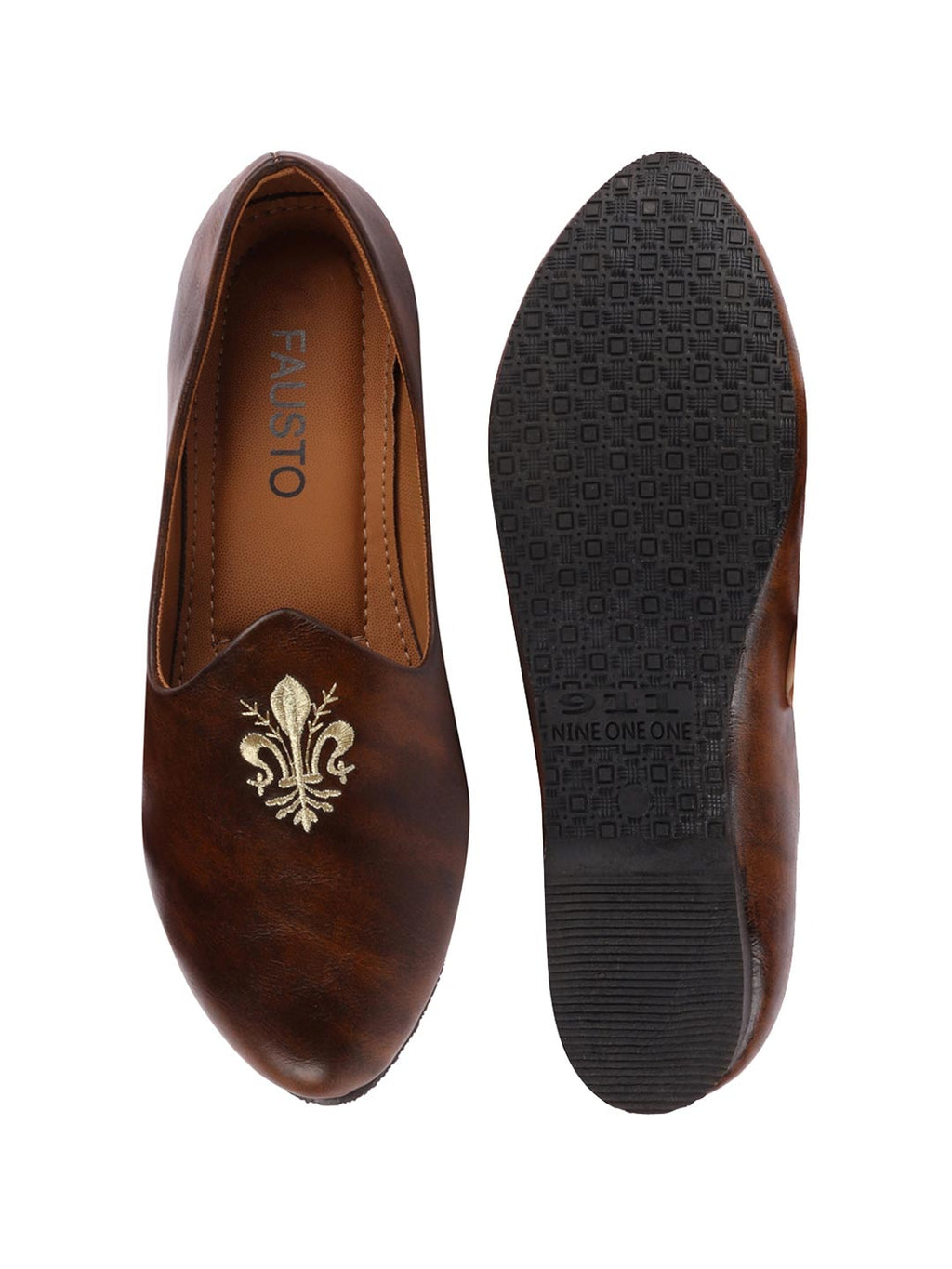 Men Brown Wedding Ethnic Party Embroidery Design Slip On Juttis and Mojaris