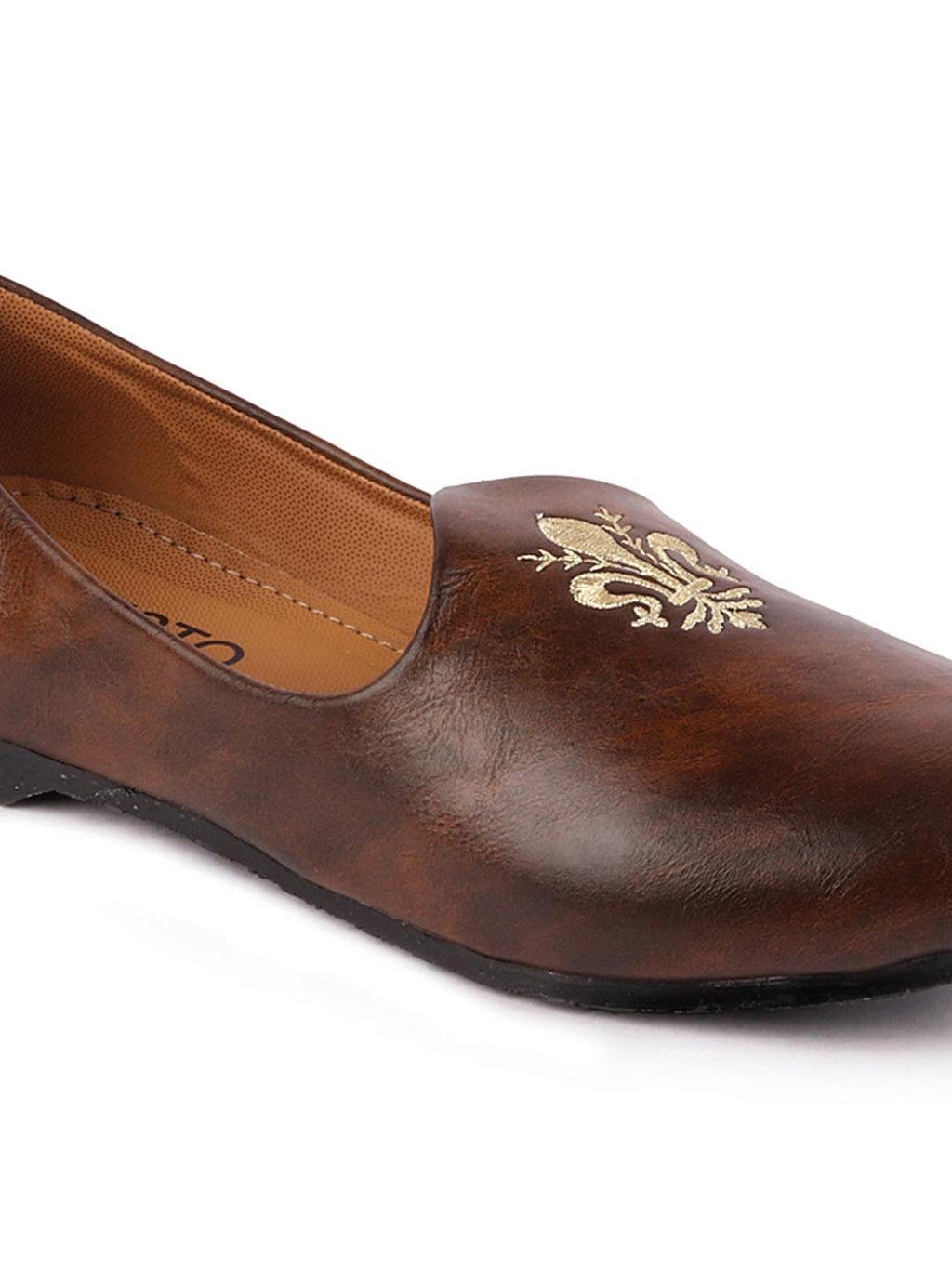 Men Brown Wedding Ethnic Party Embroidery Design Slip On Juttis and Mojaris