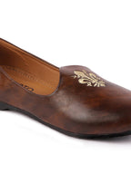 Men Brown Wedding Ethnic Party Embroidery Design Slip On Juttis and Mojaris